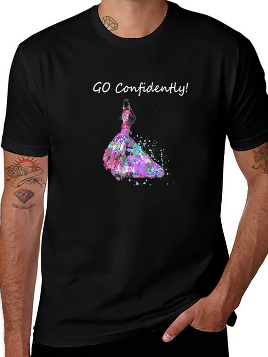 Camiseta Negra Ve Con Confianza Vestido Acuarela