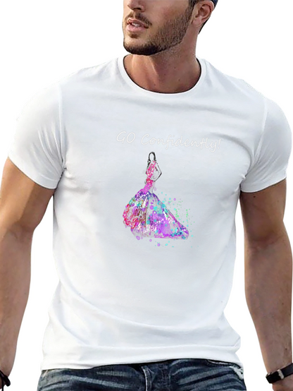 Camiseta Negra Ve Con Confianza Vestido Acuarela