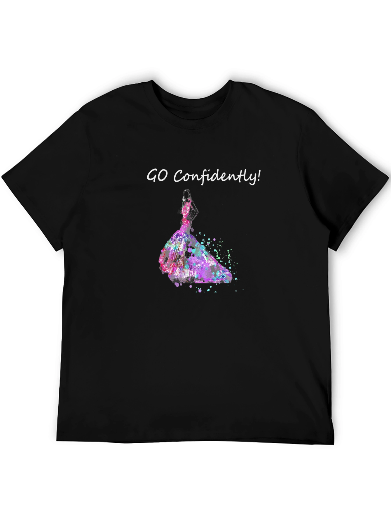 Camiseta Negra Ve Con Confianza Vestido Acuarela