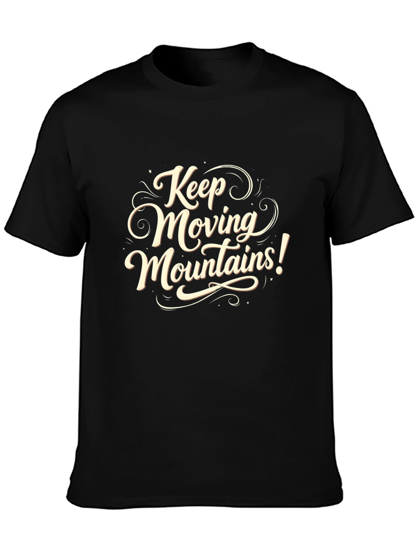 Camiseta Negra con Diseño Motivacional Keep Moving Mountains!