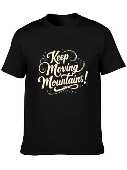 Camiseta Negra con Diseño Motivacional Keep Moving Mountains!