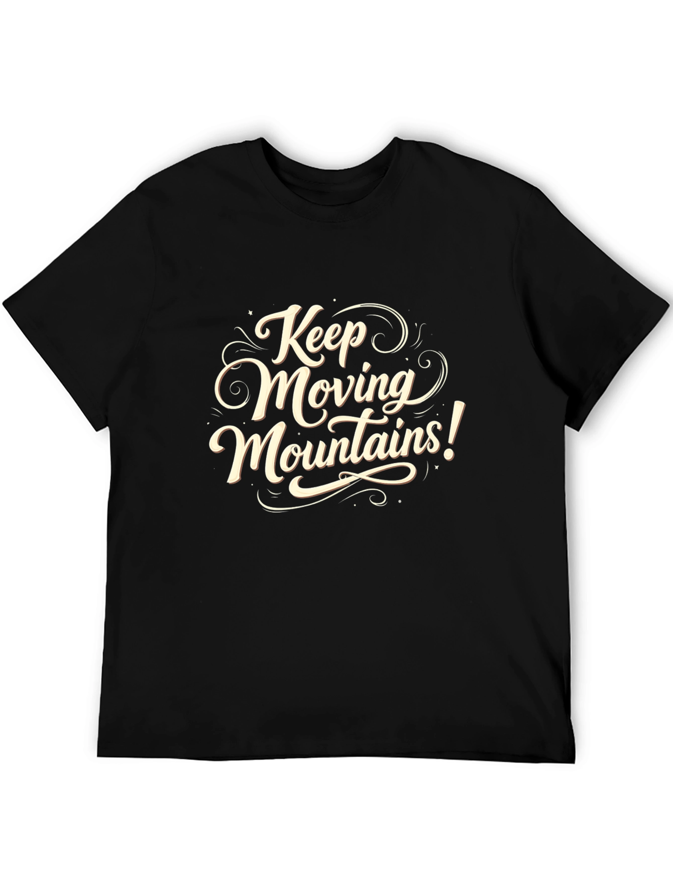 Camiseta Negra con Diseño Motivacional Keep Moving Mountains!