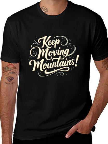 Camiseta Negra con Diseño Motivacional Keep Moving Mountains!