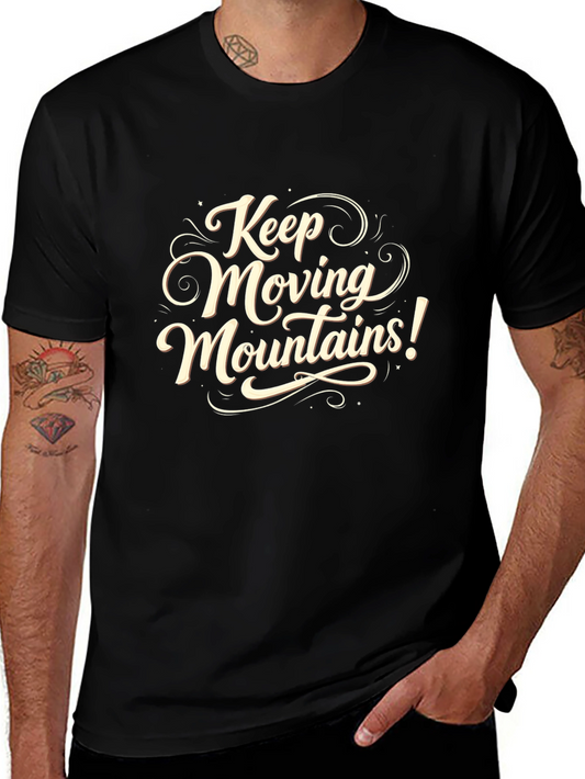 Camiseta Negra con Diseño Motivacional Keep Moving Mountains!