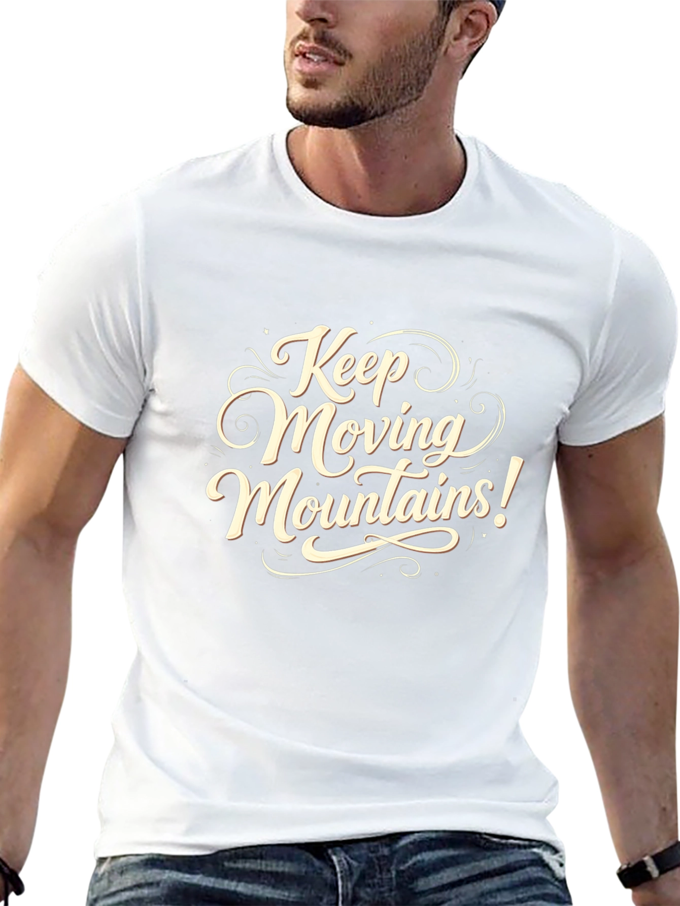 Camiseta Negra con Diseño Motivacional Keep Moving Mountains!
