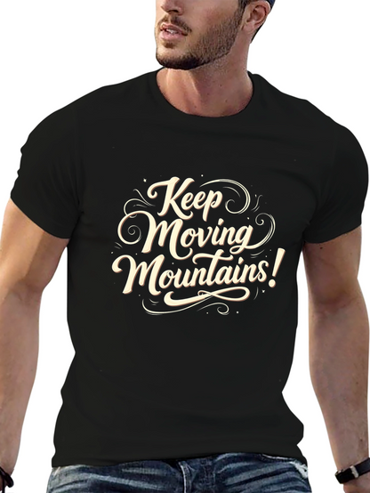 Camiseta Negra con Diseño Motivacional Keep Moving Mountains!