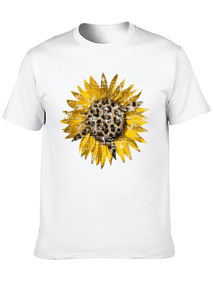 Camiseta Negra con Girasol Estampado Animal Print
