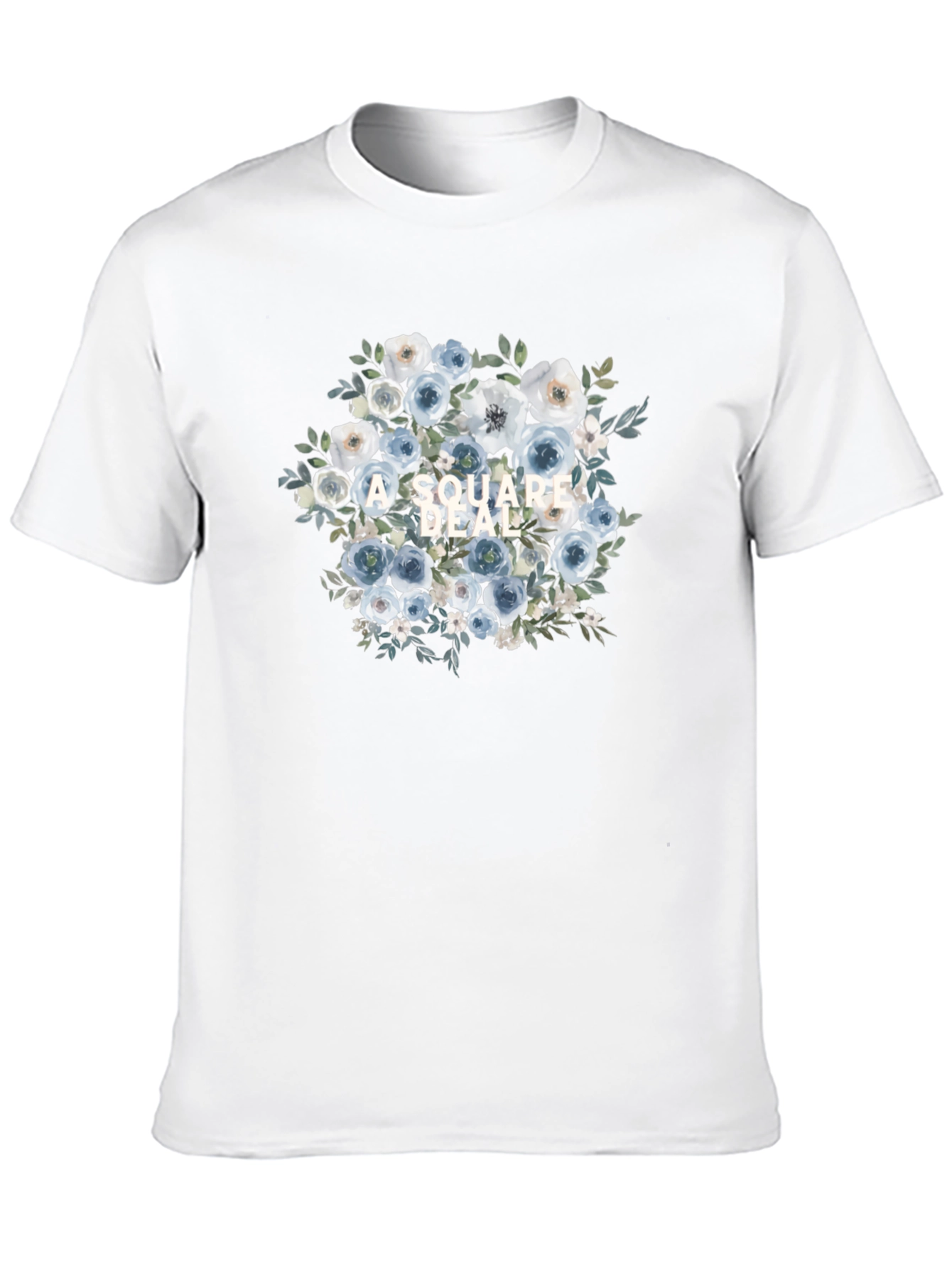 Camiseta Negra con Diseño Floral A Square Deal