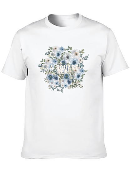Camiseta Negra con Diseño Floral A Square Deal