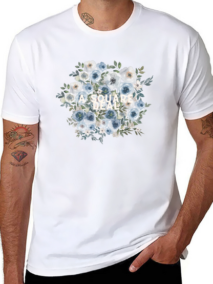 Camiseta Negra con Diseño Floral A Square Deal