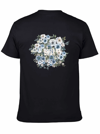 Camiseta Negra con Diseño Floral A Square Deal