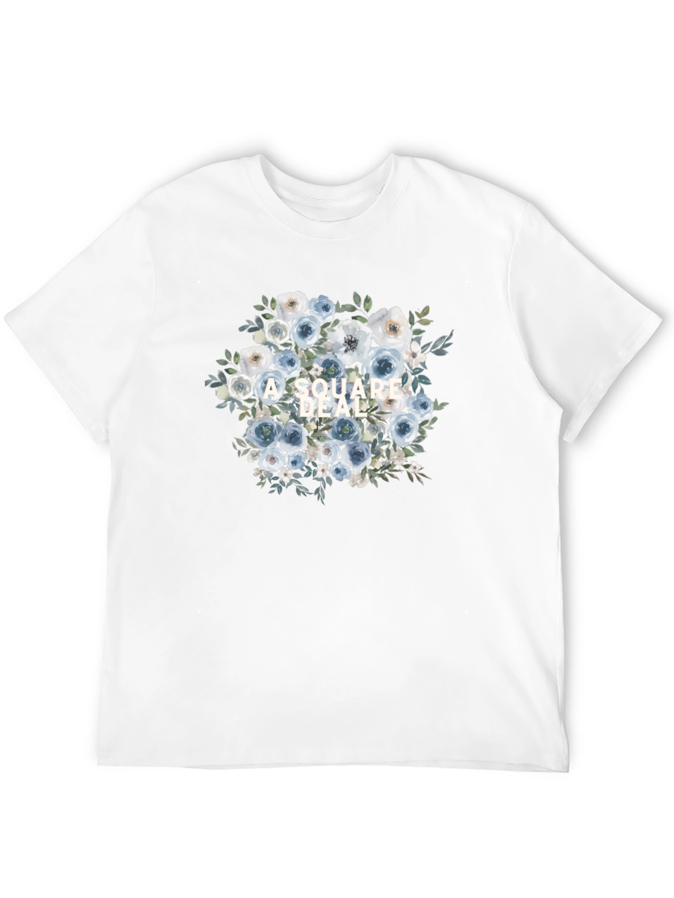 Camiseta Negra con Diseño Floral A Square Deal