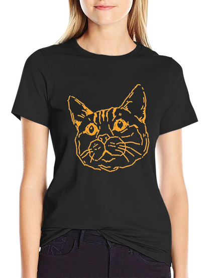 Camiseta Negra con Diseño de Gato Abstracto