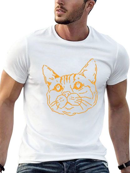 Camiseta Negra con Diseño de Gato Abstracto