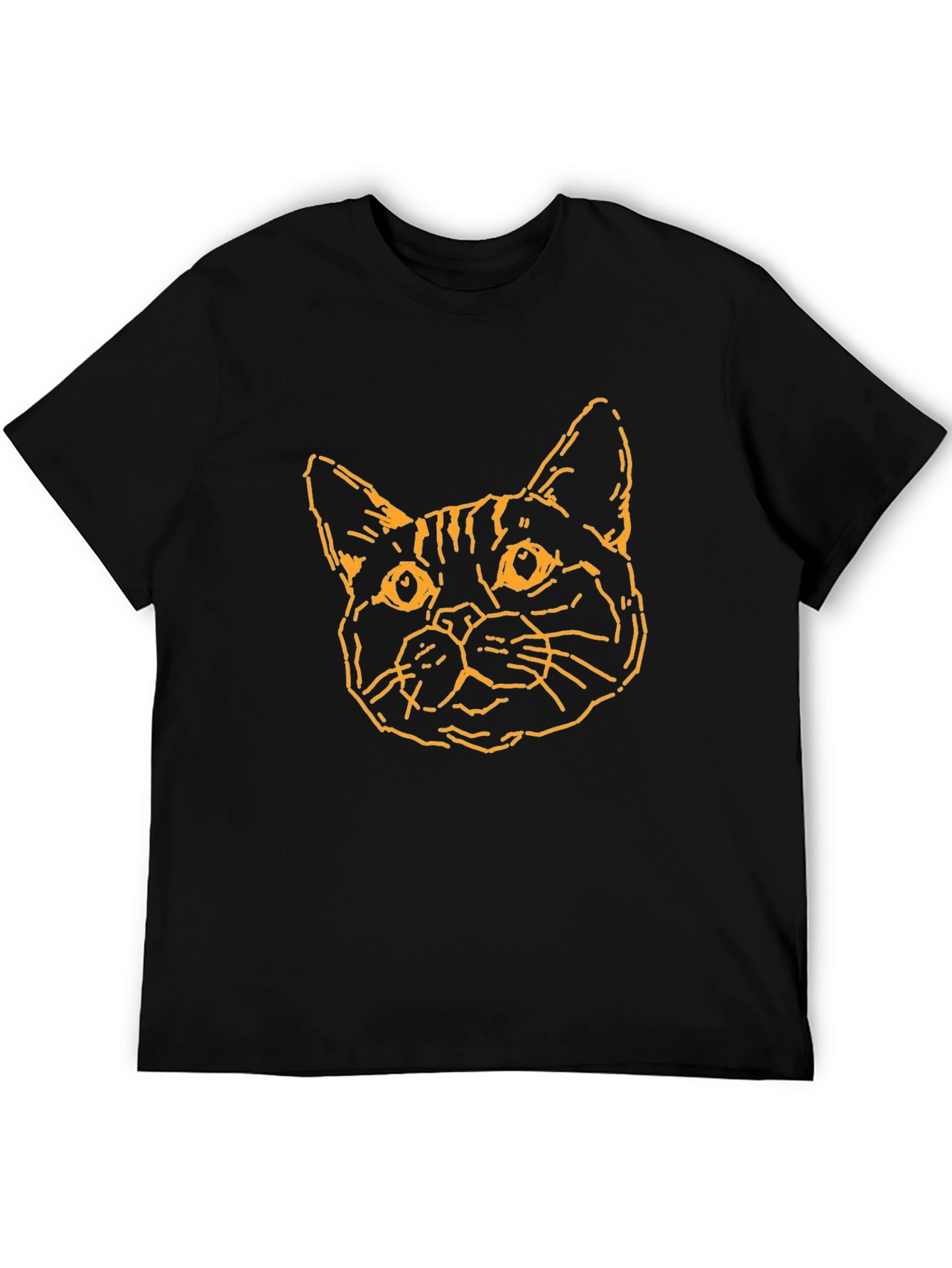 Camiseta Negra con Diseño de Gato Abstracto