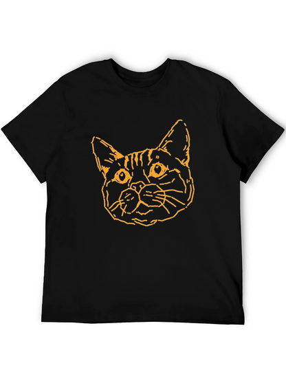 Camiseta Negra con Diseño de Gato Abstracto