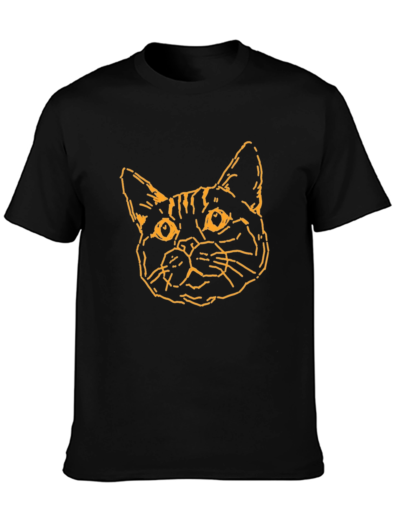 Camiseta Negra con Diseño de Gato Abstracto