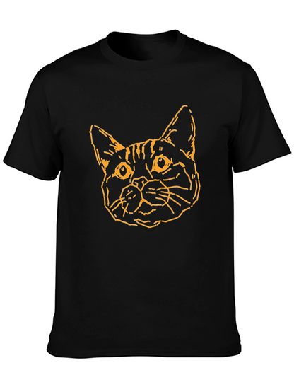 Camiseta Negra con Diseño de Gato Abstracto
