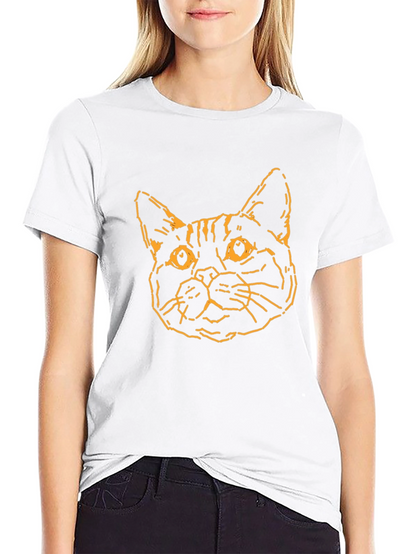 Camiseta Negra con Diseño de Gato Abstracto