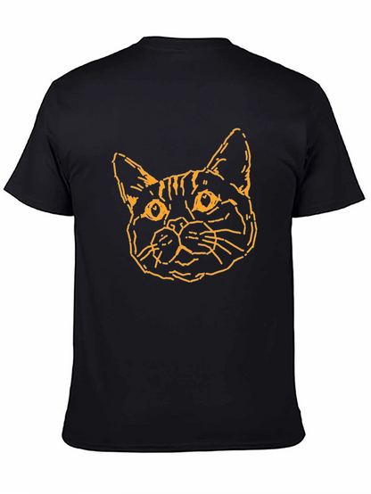 Camiseta Negra con Diseño de Gato Abstracto