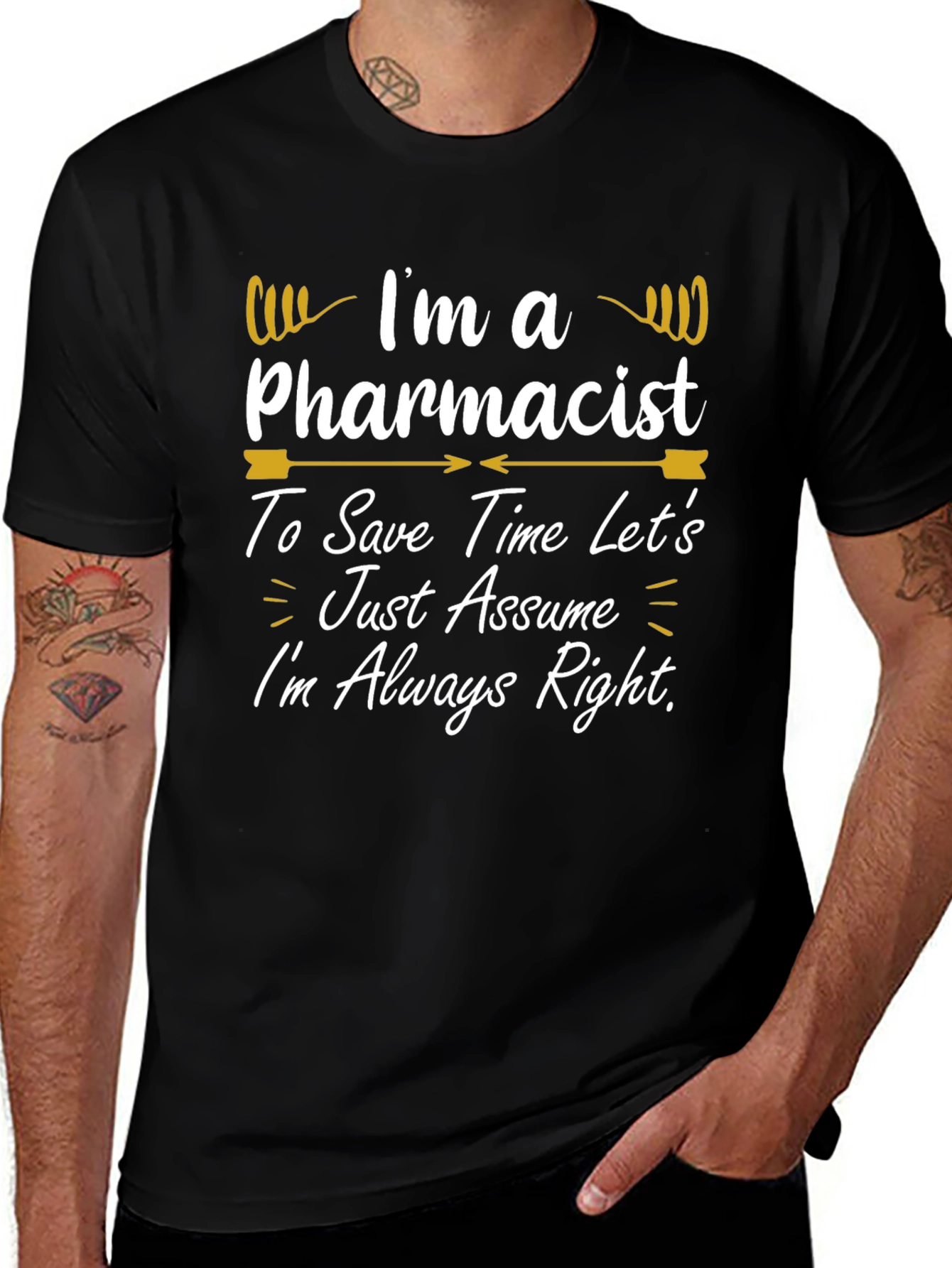Camiseta Negra con Diseño de Farmacéutico