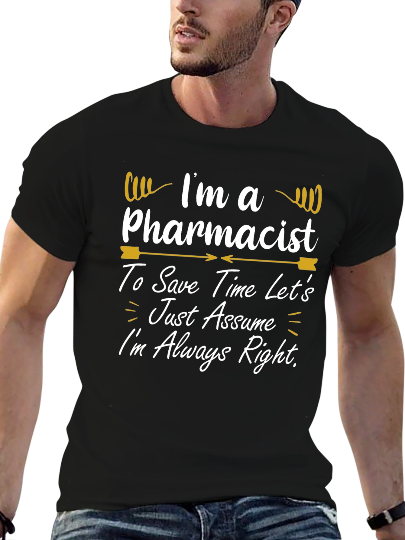 Camiseta Negra con Diseño de Farmacéutico
