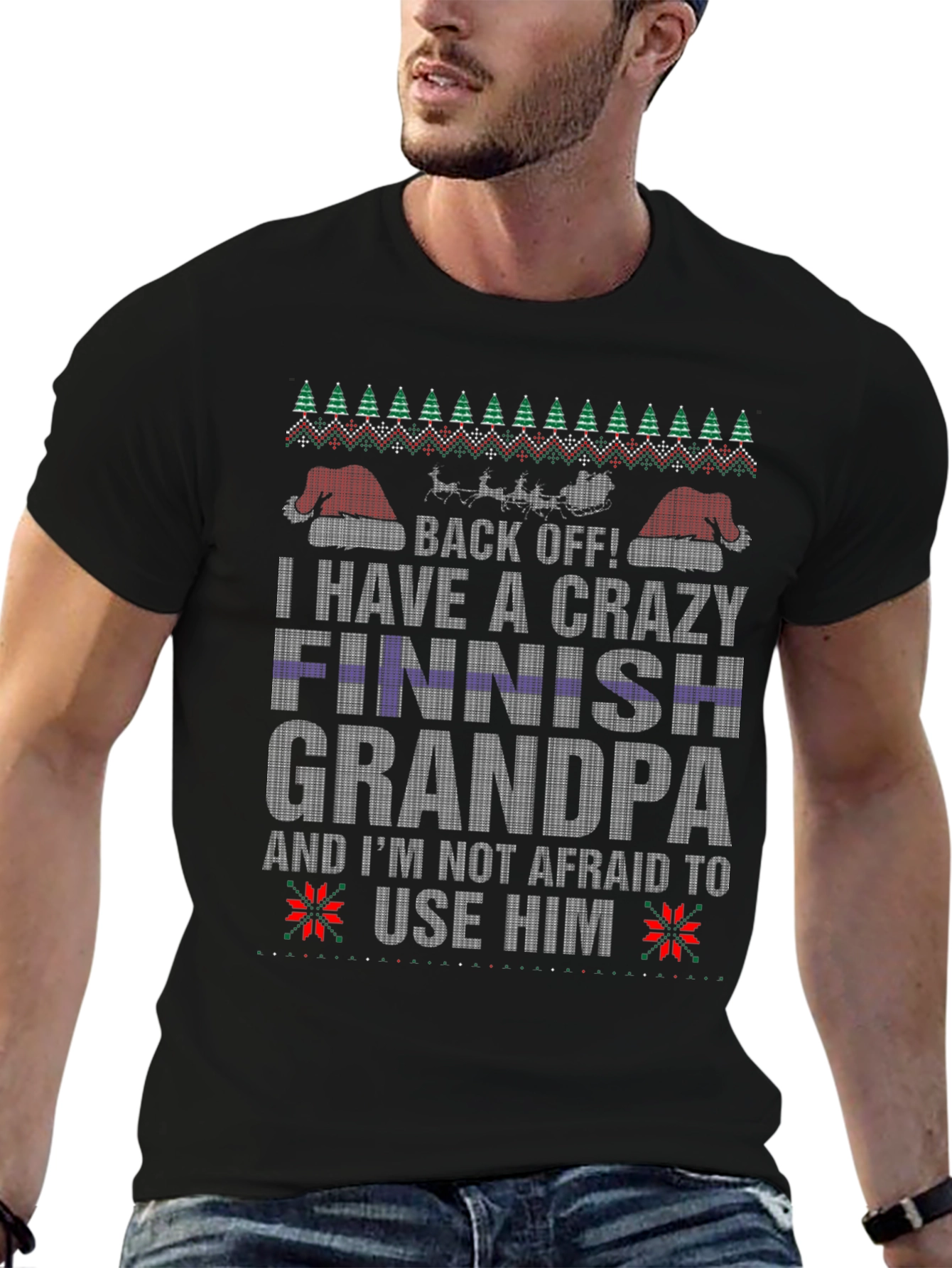 Camiseta Abuelo Finlandés Loco Navideña