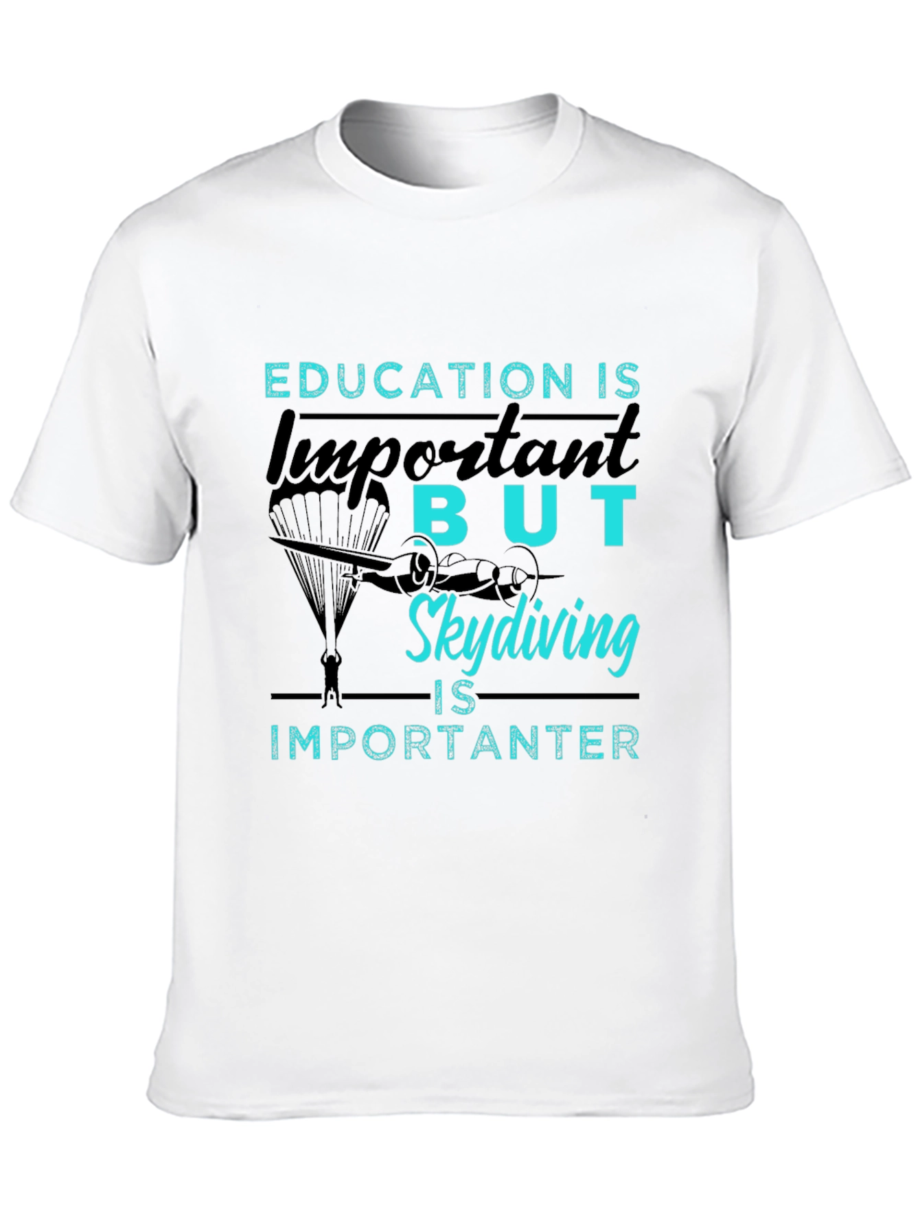 Camiseta Negra: Educación vs. Paracaidismo
