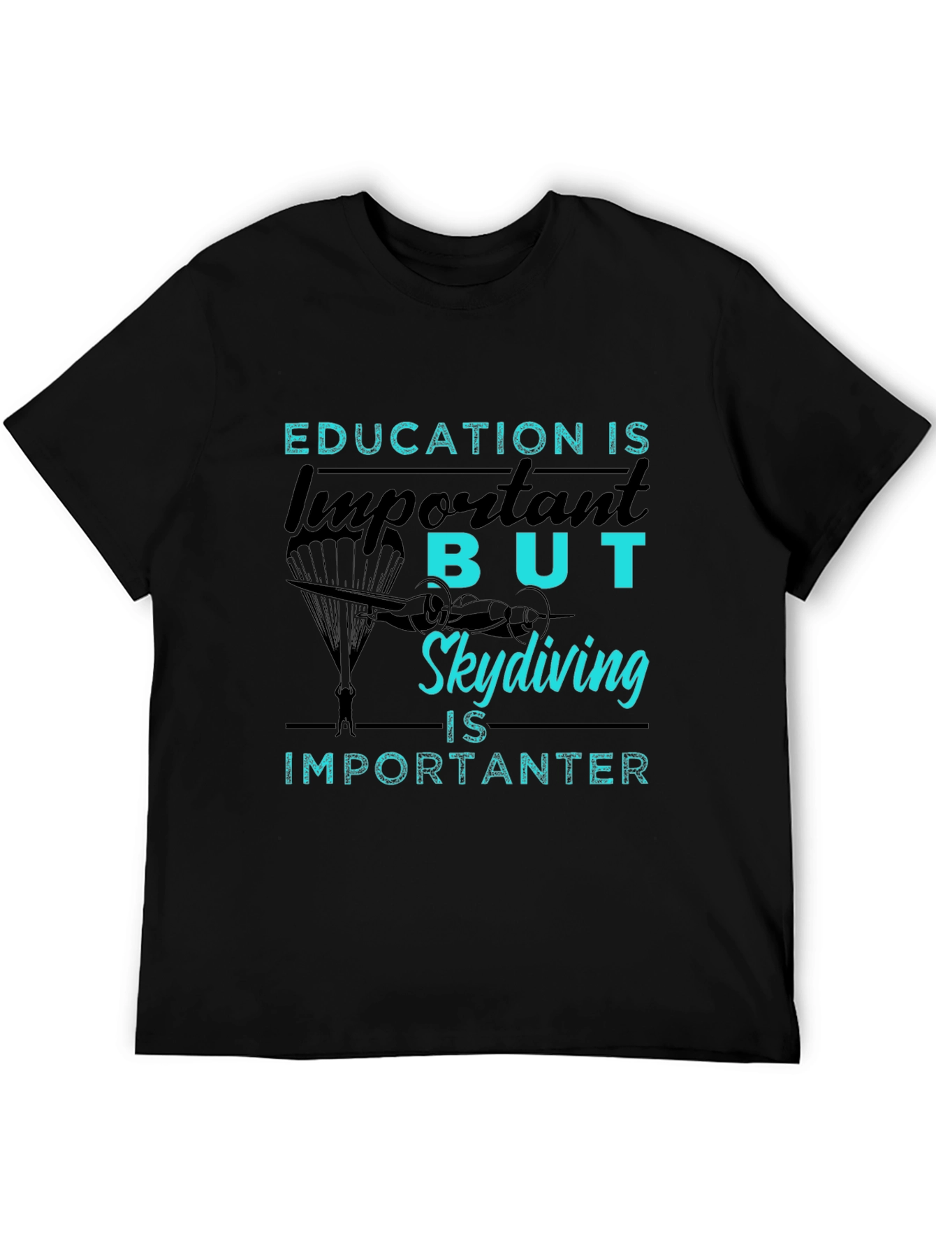Camiseta Negra: Educación vs. Paracaidismo