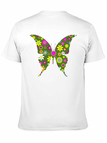 Camiseta Negra con Mariposa Floral Psicodélica