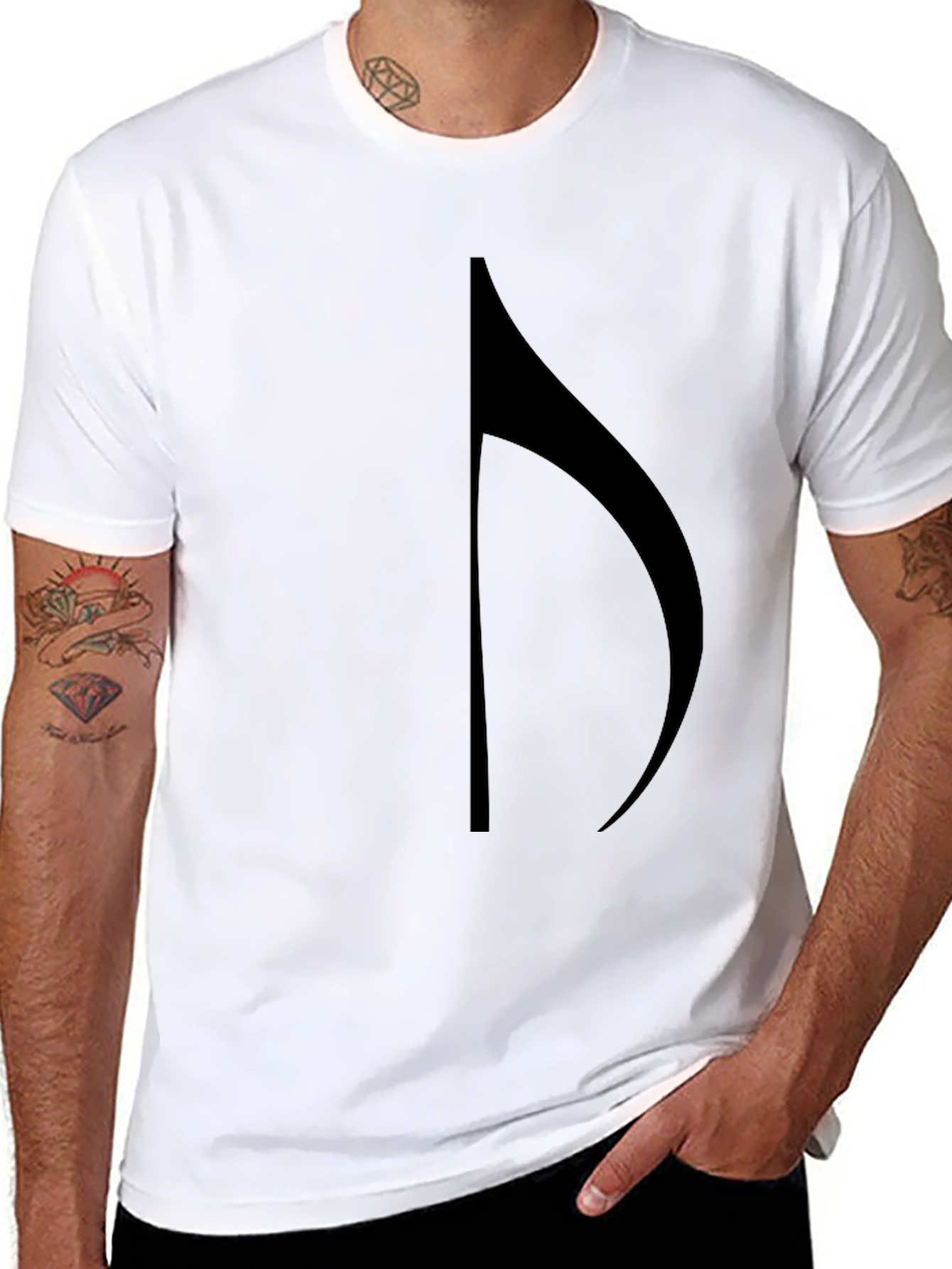 Camiseta Negra con Nota Musical para Hombre