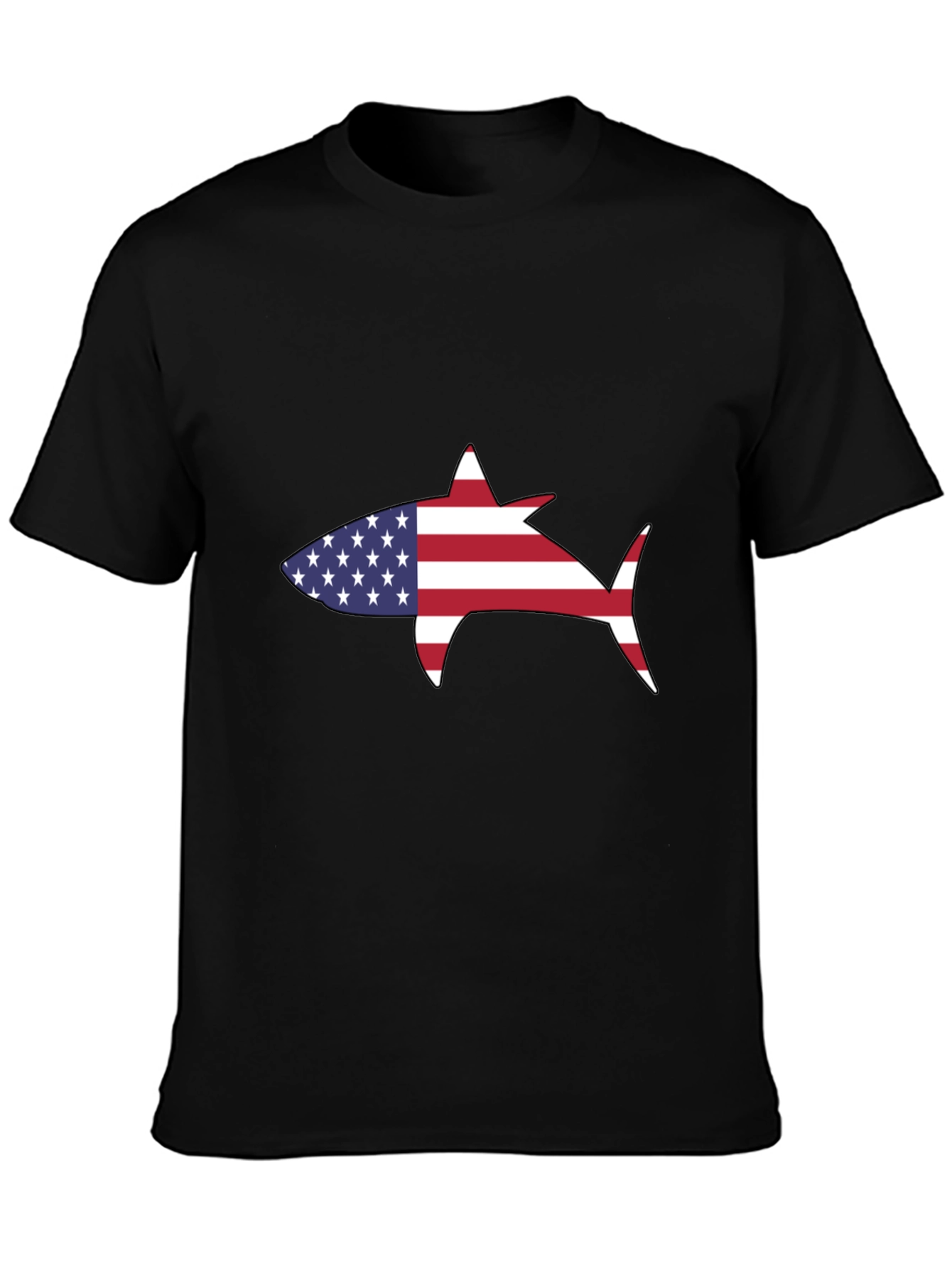 Camiseta Negra Tiburón Bandera Americana