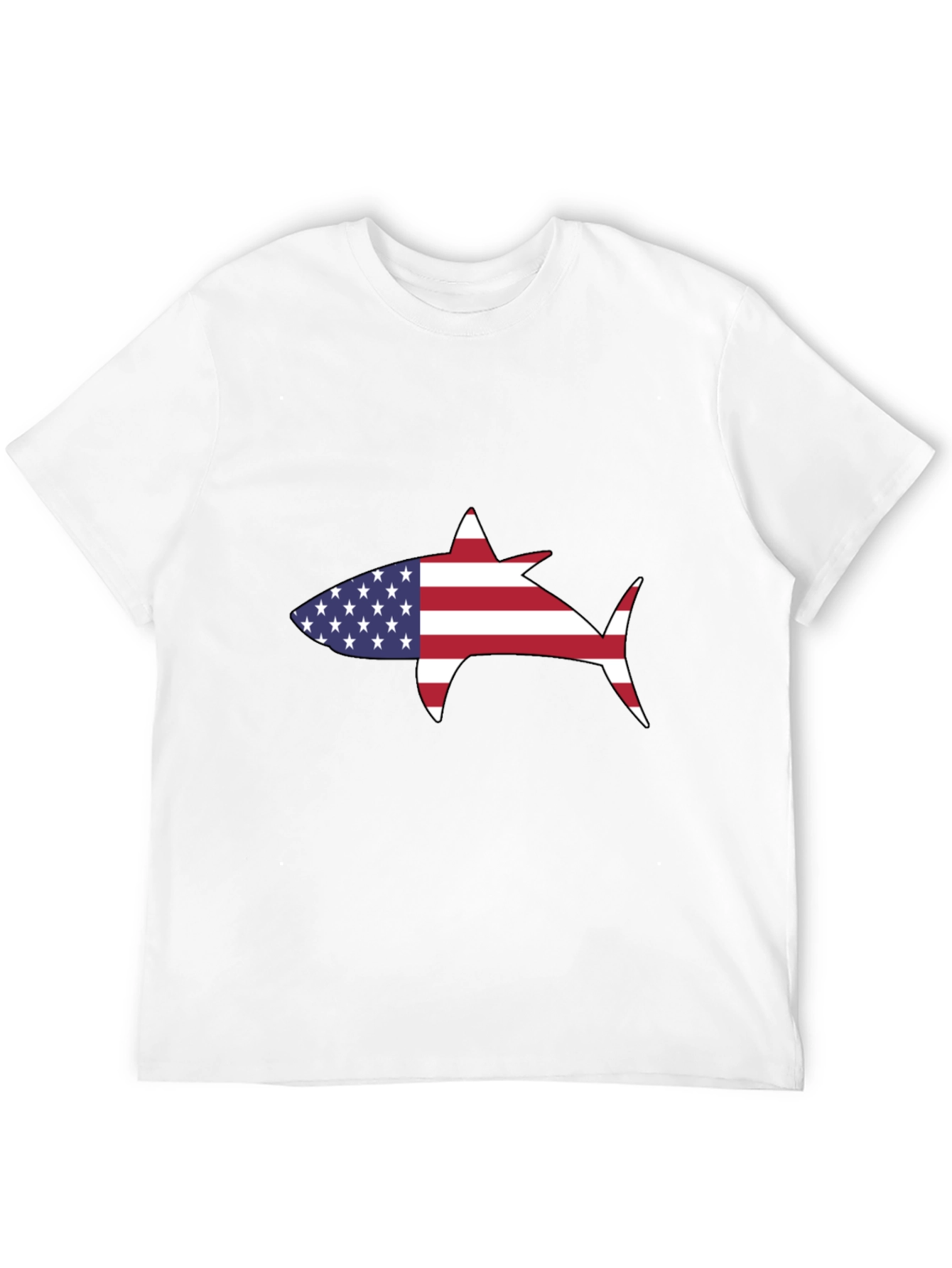 Camiseta Negra Tiburón Bandera Americana