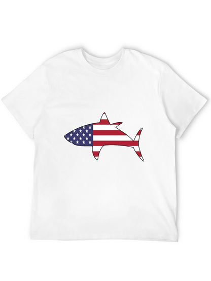 Camiseta Negra Tiburón Bandera Americana