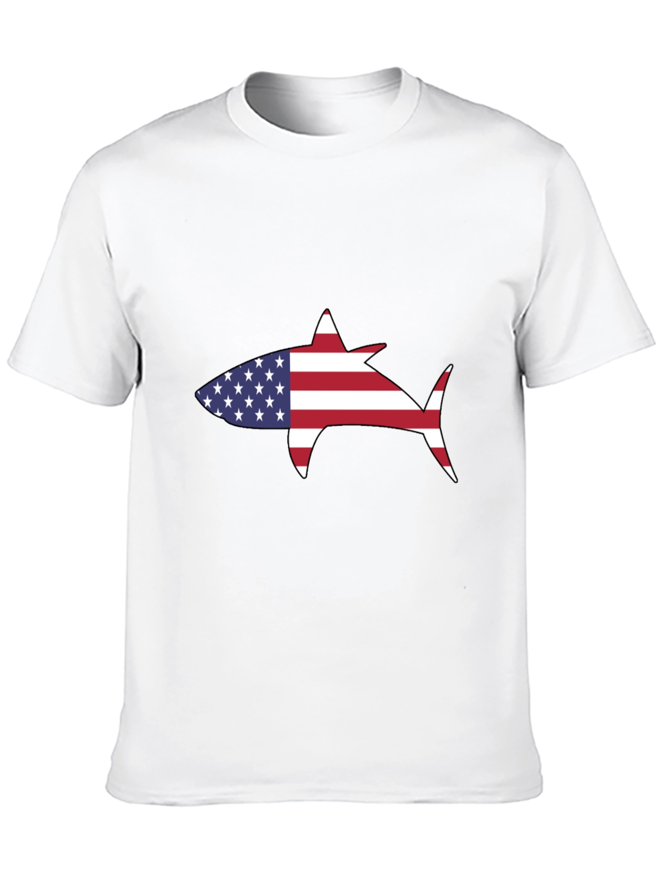 Camiseta Negra Tiburón Bandera Americana