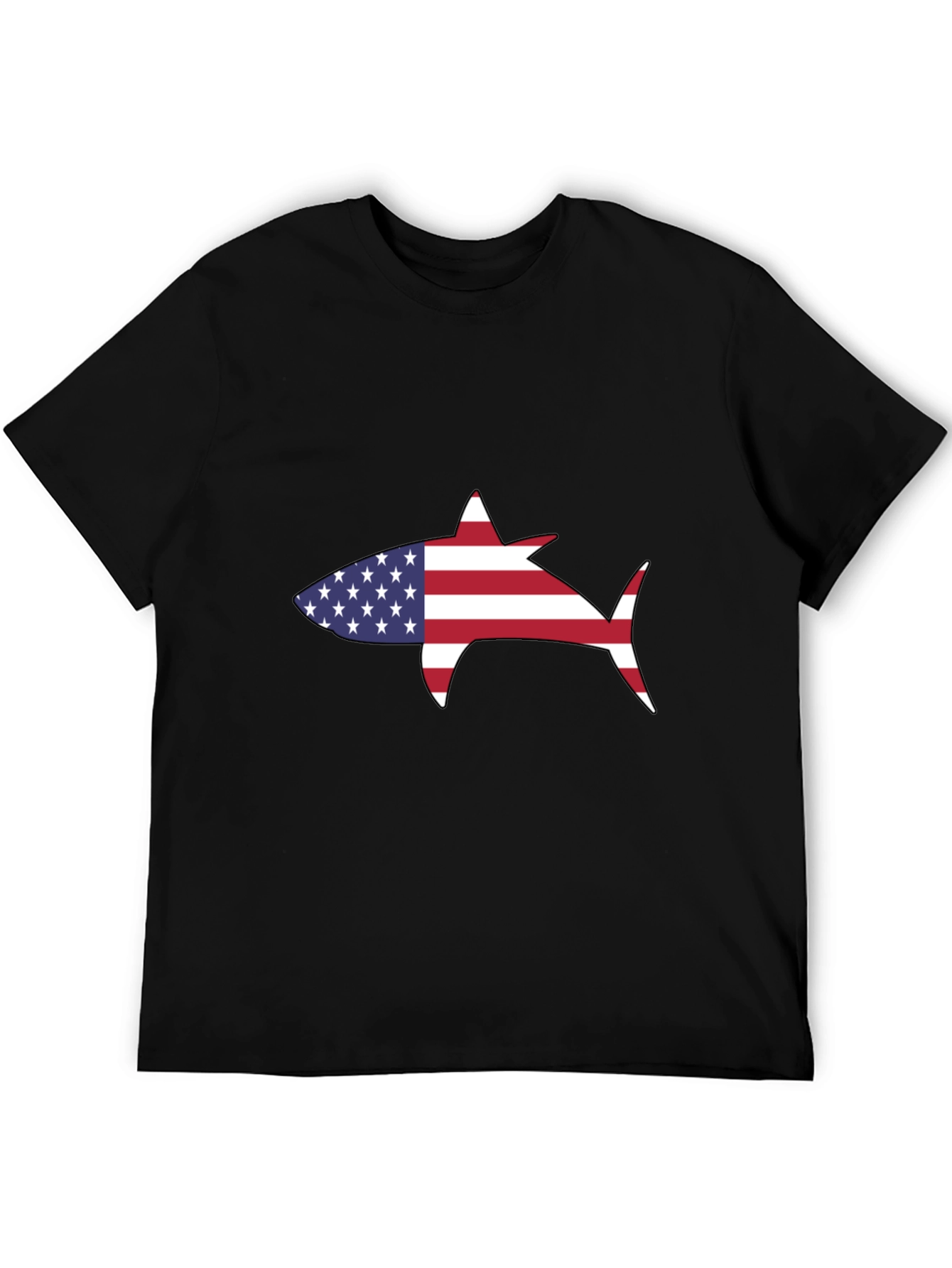 Camiseta Negra Tiburón Bandera Americana
