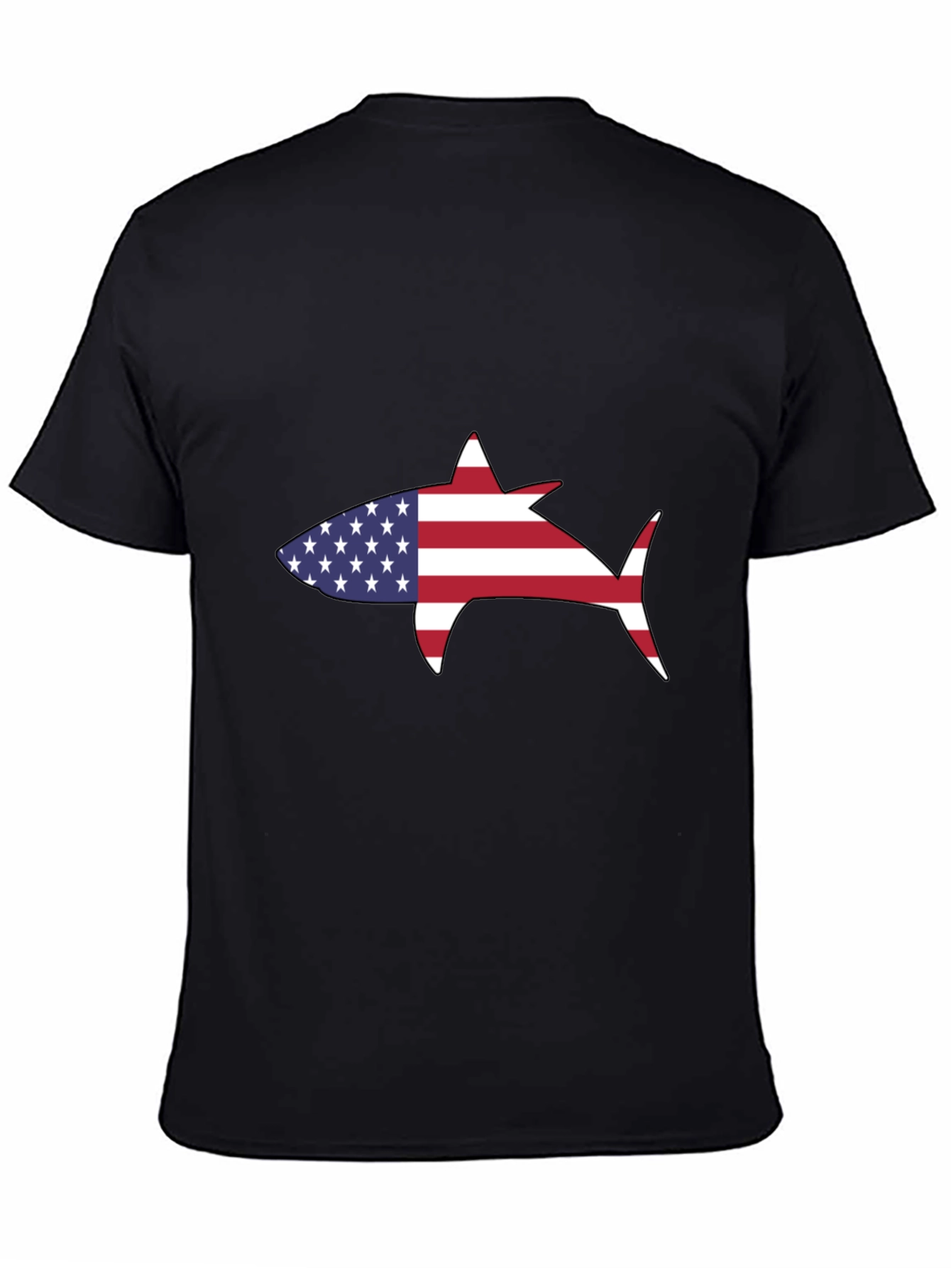 Camiseta Negra Tiburón Bandera Americana