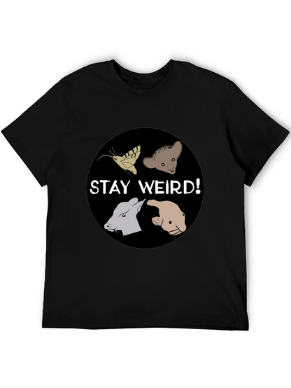 Camiseta Negra Stay Weird con Diseño Animal Divertido