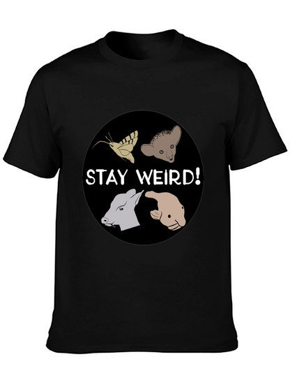 Camiseta Negra Stay Weird con Diseño Animal Divertido