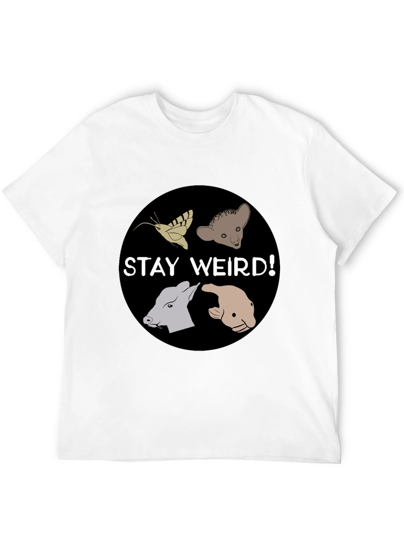 Camiseta Negra Stay Weird con Diseño Animal Divertido