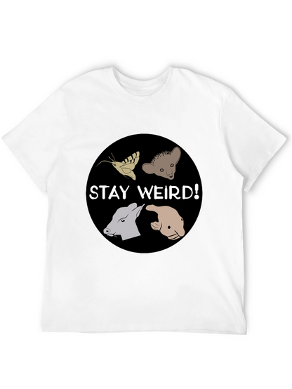 Camiseta Negra Stay Weird con Diseño Animal Divertido