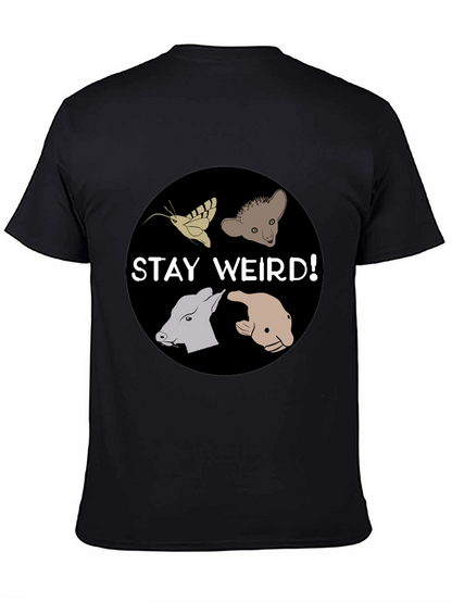 Camiseta Negra Stay Weird con Diseño Animal Divertido