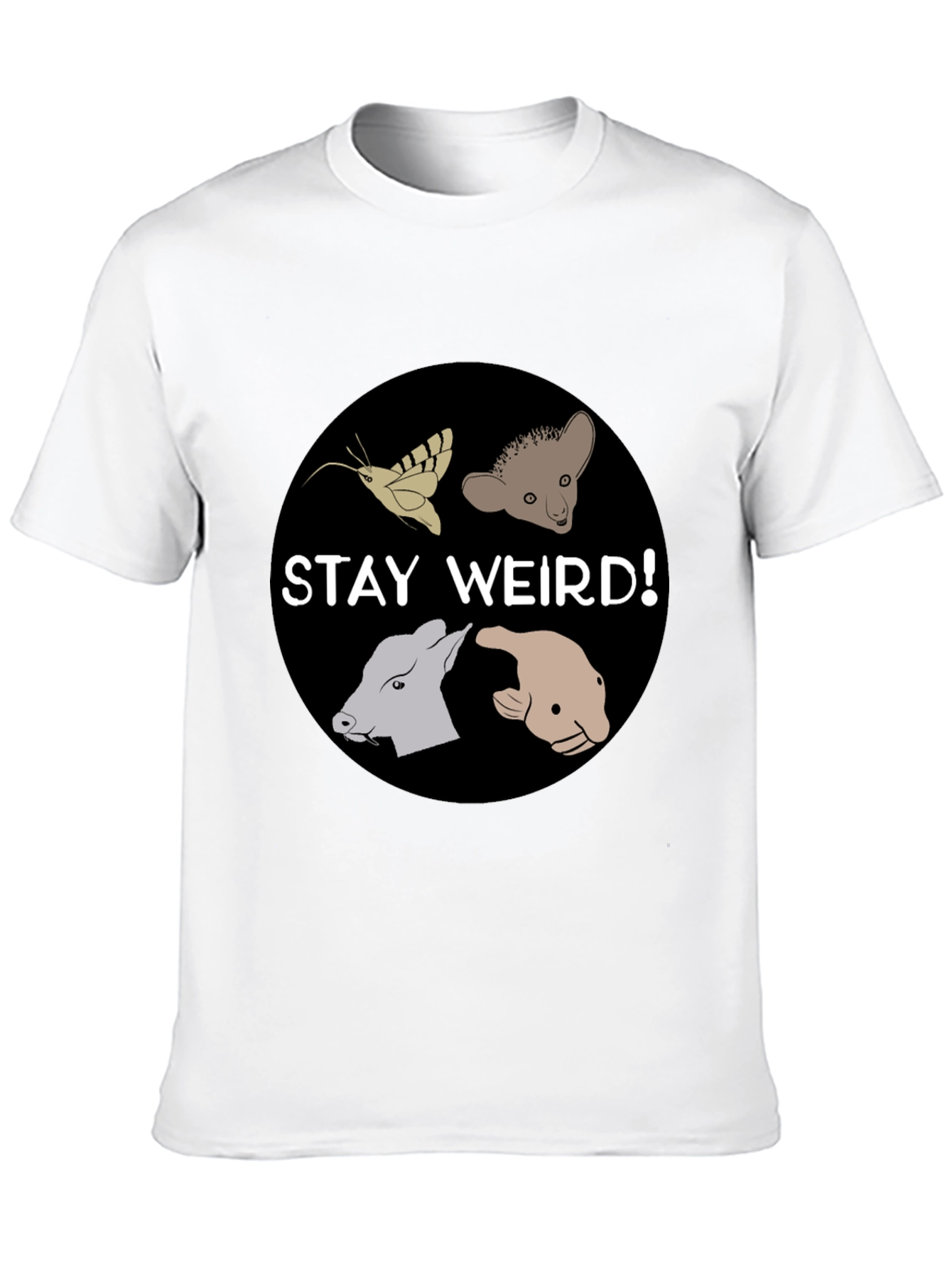 Camiseta Negra Stay Weird con Diseño Animal Divertido