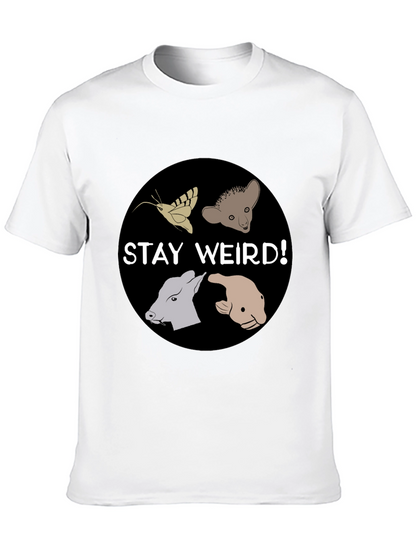 Camiseta Negra Stay Weird con Diseño Animal Divertido