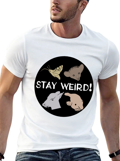 Camiseta Negra Stay Weird con Diseño Animal Divertido