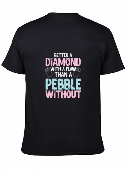 Camiseta Negra con Diseño de Diamante y Anillos