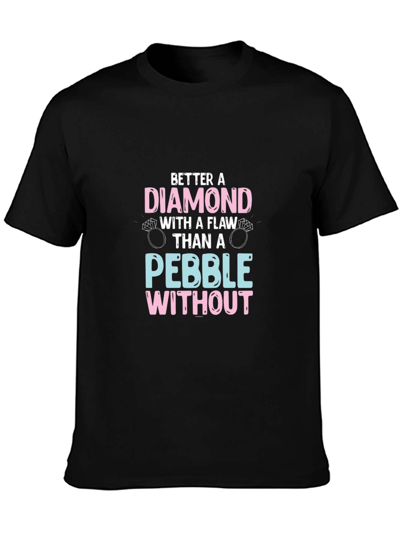 Camiseta Negra con Diseño de Diamante y Anillos