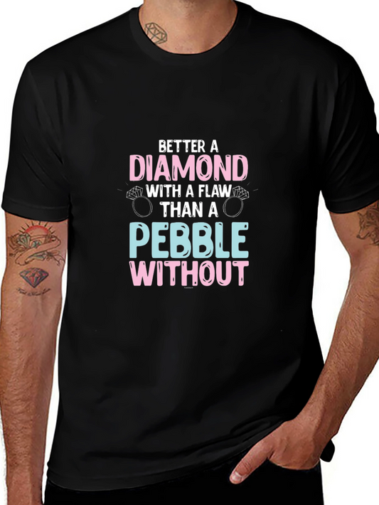 Camiseta Negra con Diseño de Diamante y Anillos