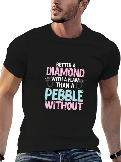 Camiseta Negra con Diseño de Diamante y Anillos