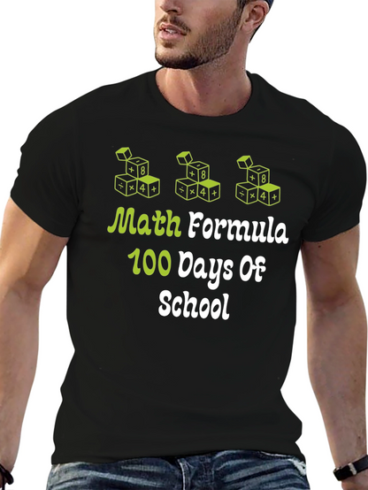 Camiseta Negra 100 Días de Escuela Fórmula Matemática